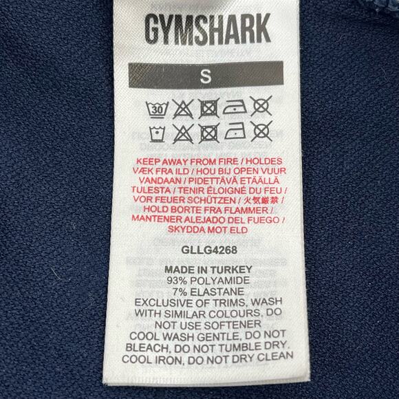 Gymshark Flex Low Rise Leggings Womens Size Small Navy Blue Logo Waistband - Picture 4 of 4